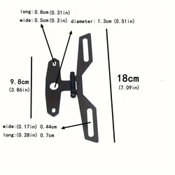 Foldable Motorcycle License Plate Frame - Durable Metal with Protective Spray Coating (Black long version)