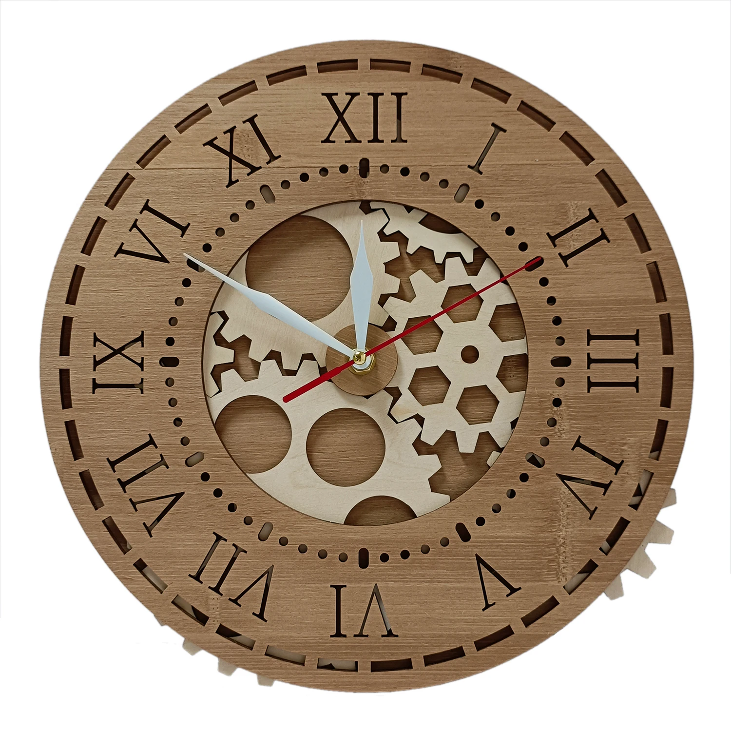 3 Layers Gears Laser Cut Wooden Wall Clock