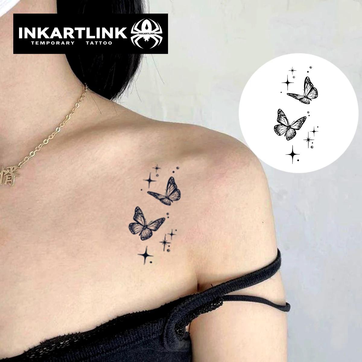 Butterfly temporary tattoo stickers waterproof magic tattoo lasts to 15 days fake tattoo semi permanent tattoo