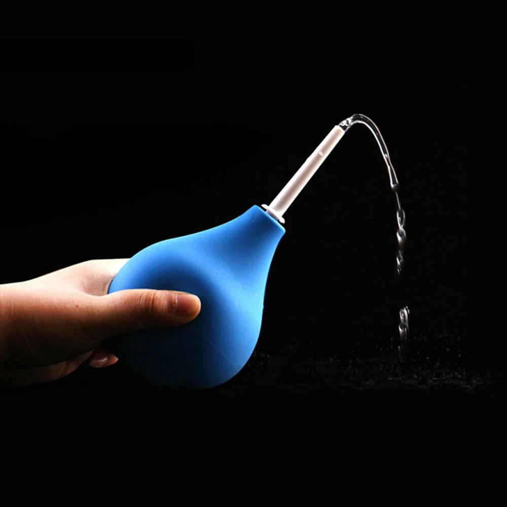 89ml Pear Shaped Enema Rectal Shower Cleaning System Silicone Gel Blue