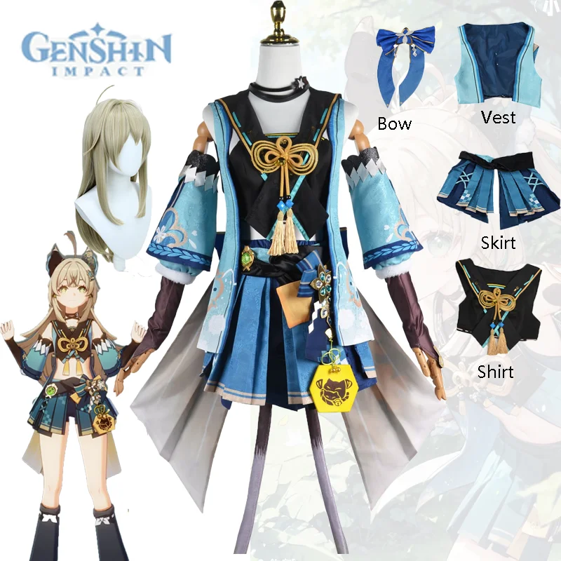 

Genshin Impact Kirara Cosplay Costume Game Wig Shoes Accessories Adult Full Set Halloween Party for Women Uniform Outfits Suit