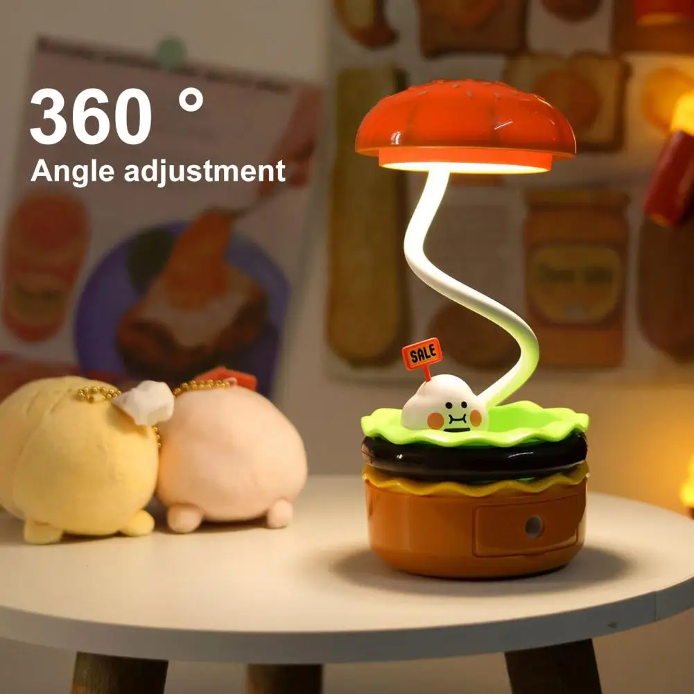 

Hamburger Table Lamp With Pencil Sharpener Creative Shape Flexible Hose Design 2-in-1 Multifunctional Bedside Lamp Home Decor