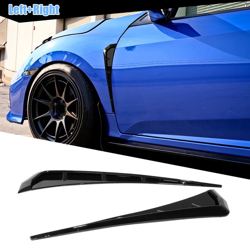 

2Pcs Glossy Black Universal Air Fender Side Vent Trim Car Exterior Side Fender Vent Air Wing Cover Trim Auto Accessories
