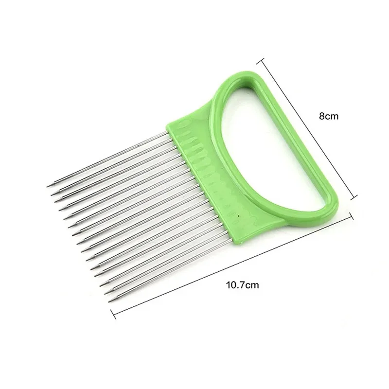 Stainless Steel Onion Cutter Holder Food Slicers Assistant Tomato Onion Slicer Holder Vegetables Cutting Fork Kitchen Gadgets