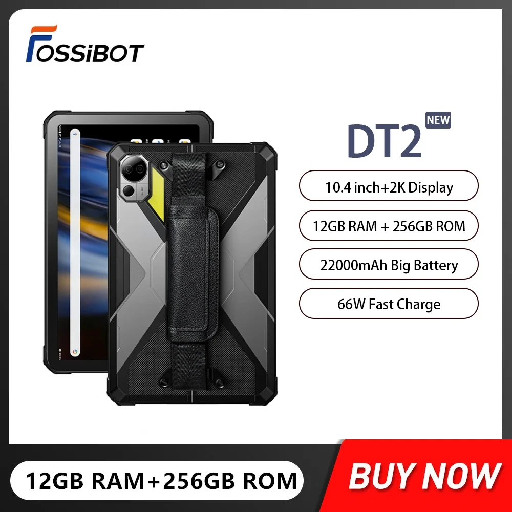 Fossibot Dt2 Tablet Pad Robusto Octa Core 20Gb + 256Gb 10.4 Pollici Hd Android 13 Pc Tablet 4G Lte Tablet 22000Mah 66W Ricarica Rapida