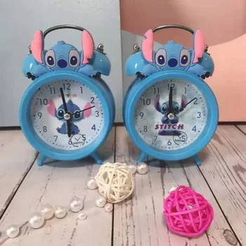 Disney Stitch Alarm Clock Anime Lilo & Stitch Cartoon Shape Wake Up Alarm Clock Bedroom Decorative Table Children's Gift