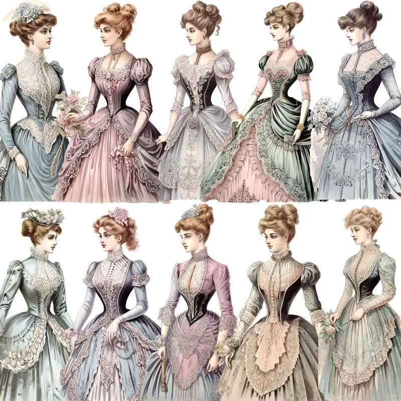 European Palace Retro Dress Ladies Sticker DIY Scrapbooking Junk Journal Phone Case Diary Album Gift Decoration 16PCS cartoon stickers decorative stickers self adhesive stickers stationery stickers paper stickers adhesive stickers decorative labels stickers handbook stickers diy scrapbooking accessories