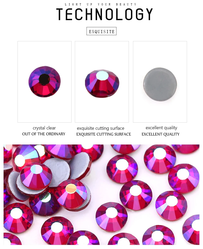SS6-SS30 Mehrfarbige Kristall AB Hotfix Strasssteine, superglitzernde Strass-Steine zum Aufbügeln für Nagelkunst, Stoff und Kleidung. – Detail 6