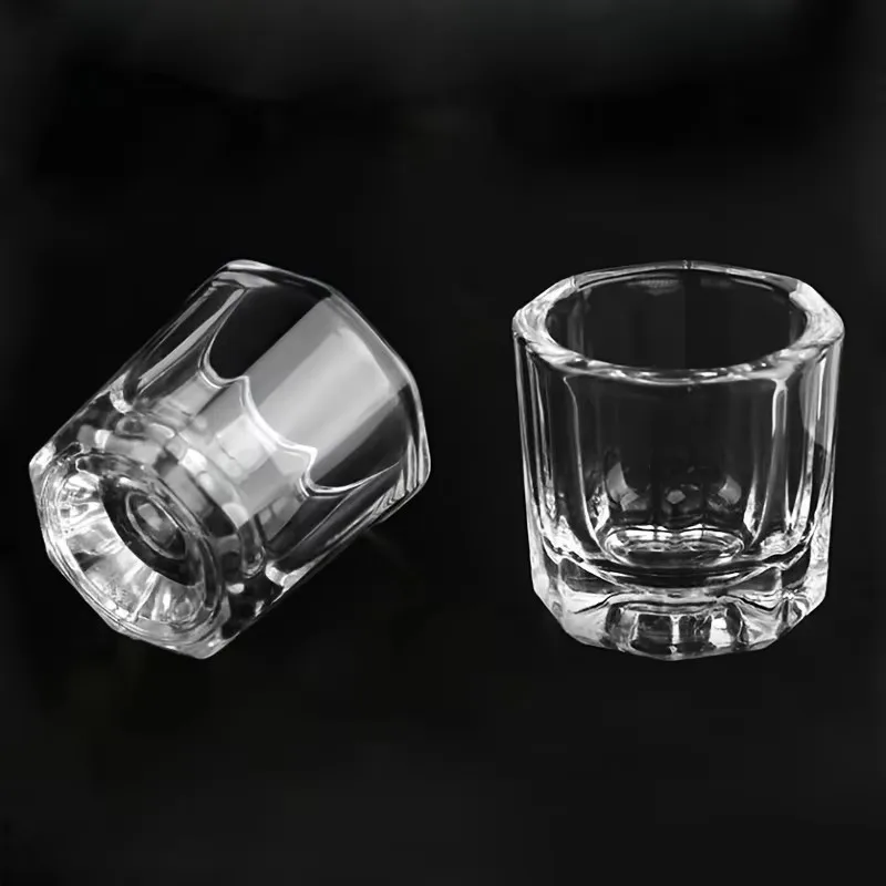 뚜껑이 있는 1/2 팔각형 작은 크리스탈 컵, 크리스탈 네일 제작용 특수 액체 컵으로 사용