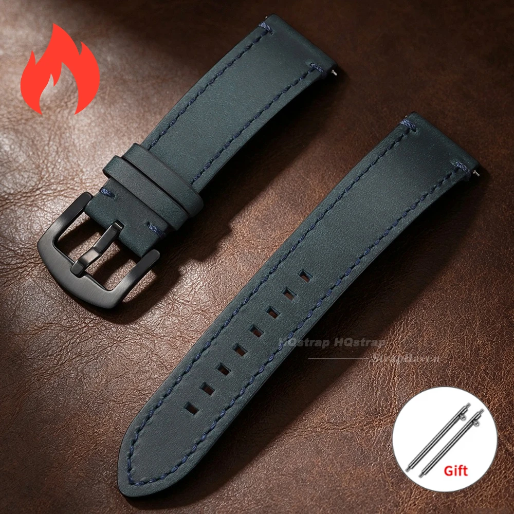 Premium Vintage Leather Watch Band – Universal Cowhide Strap with Quick Release