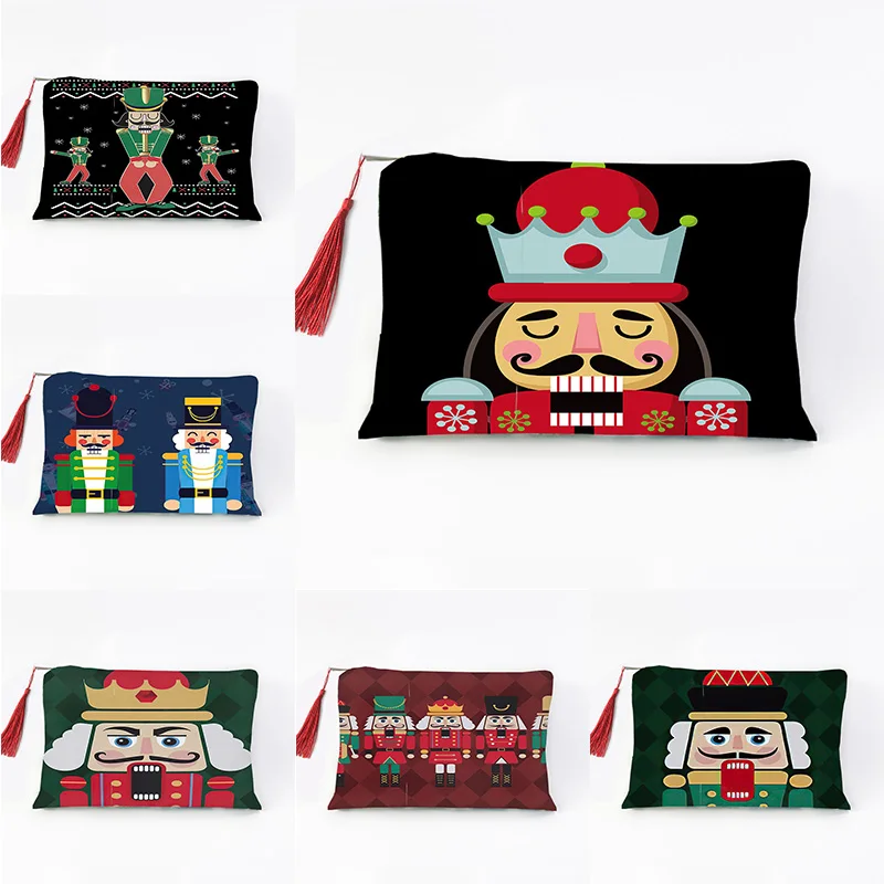 

Nutcracker Doll Cosmetic Bags Cartoon Ladies Foldable High Capacity Women organizer Make up Bag Eco Reusable Storage Pencil Case