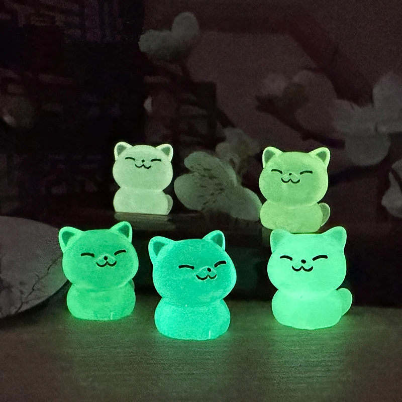 Micro acessórios de paisagem para gatos luminosos coloridos, decoração em miniatura ao ar livre, brilho em gatos escuros, decoração de jardim de fadas
