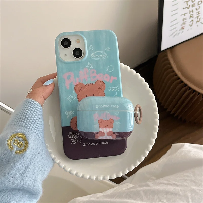 

Milk blue pillow bear suitable for airpodspro protective case airpods3 Apple wireless bluetooth pods2 generation earphone box