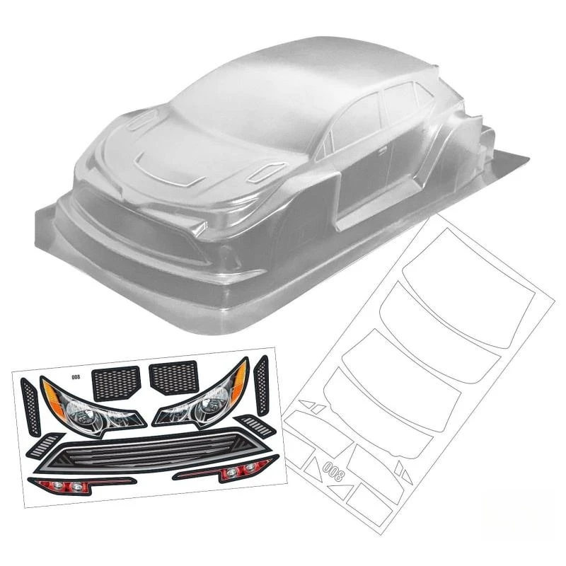 

1/10 FF FWD Electric Touring Car Shell 190mm Clear Lexan Pc Car Body W/ Light Decal for On Road Model R/C Drift 258mm Wheelbase