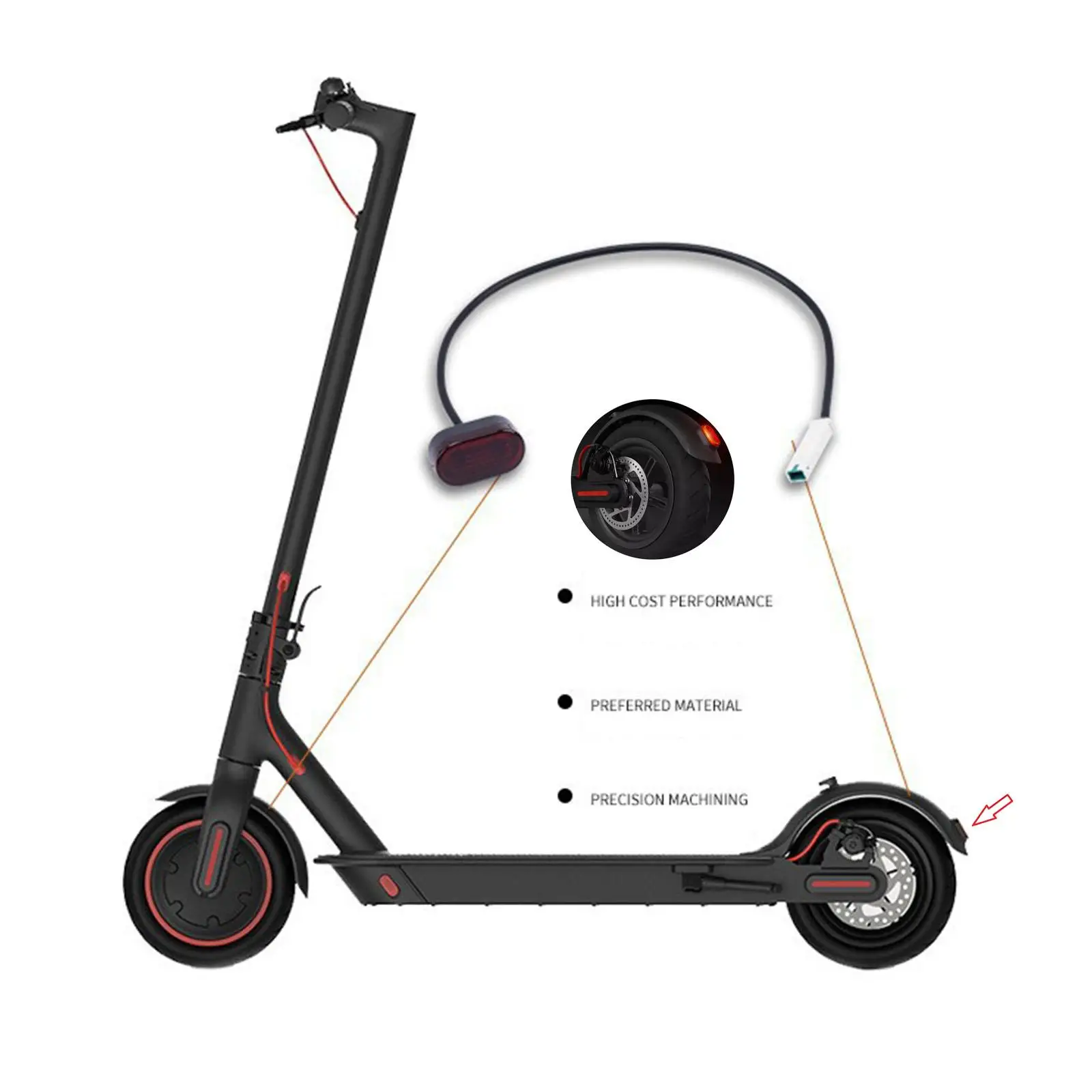

Electric Scooter Rear Tail Light For Ninebot Max G30 LED Safety Stoplight Waterproof Brake Light Cable For Xiaomi M365 M365 D0G9