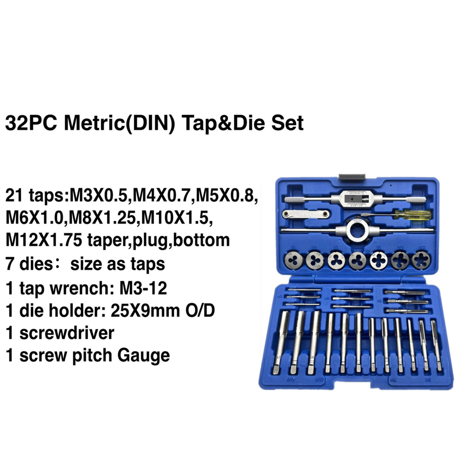 Threading Thread M12x1.25 Metric Tap & Die Set RH HSS M12 X 1.25 Thread Tap  Die Right Tap & Die Set