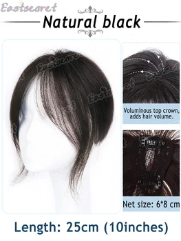 Frange sintetiche per capelli con clip, extension invisibili per donna, topper per capelli bianchi a corona alta, effetto naturale