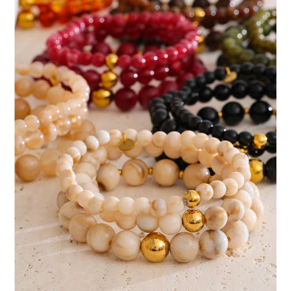 Yhpup 7 Colors Layered Resin Beads Bracelet