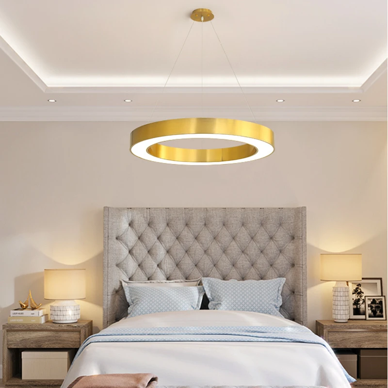 

Modern Circle Ring LED Pendant Lights Nordic Gold Copper Pendant Lamps Suspension Luminaire living Room Dining Room Lights