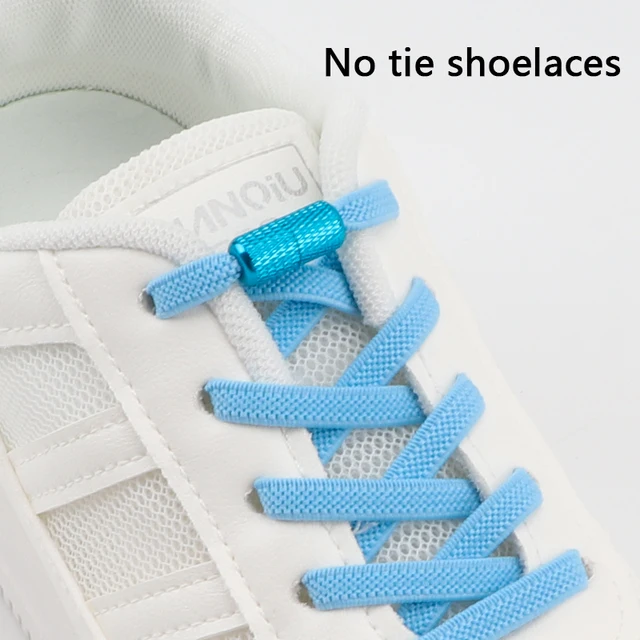 1 Pair Elastic Shoelaces Without Ties Flat Shoe Laces Round Metal Capsules Lock Rubber Band Lazy Shoes Lace For Sneakers 3
