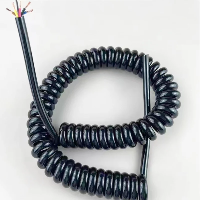 cabo espiral da mola preta esticavel encolhivel 03