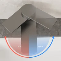 ปืนสีเทาก๊อกน้ําสแตนเลสอ่างล้างหน้าอ่างล้างจานร้อนและเย็นบ้านห้องน้ําห้องครัวตู้อ่างล้างหน้าก๊อกน้ํา 4