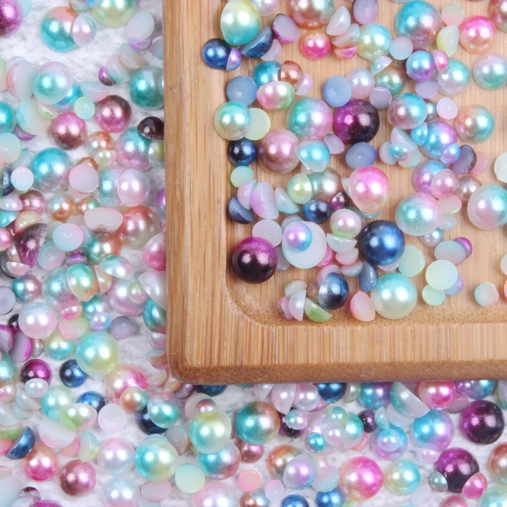 Rainbow Flat Back Pearls