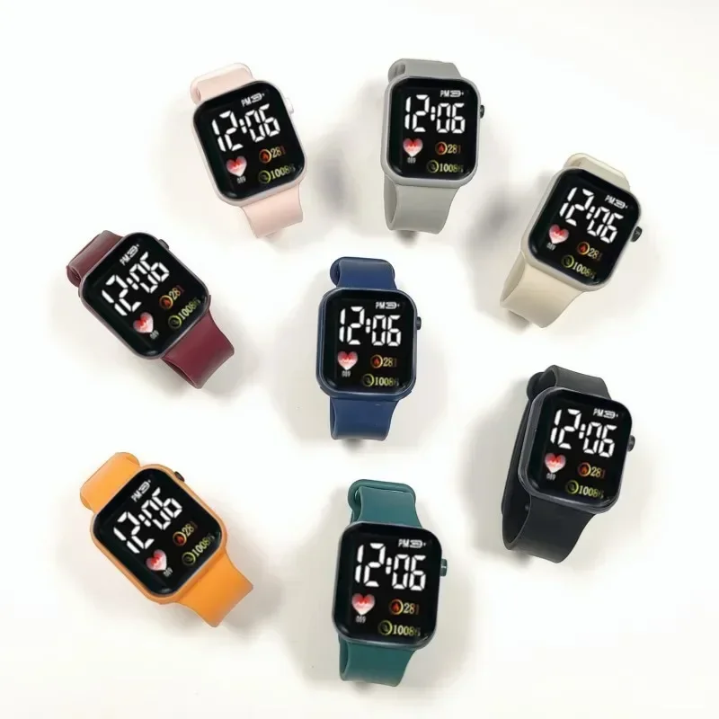 2024 New LED Electronic Watch Rainbow Square Waterproof Digital