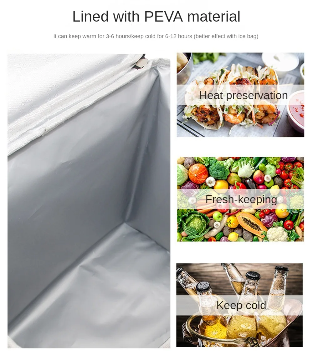 Description Picture 3 of item35L Large Capacity Collapsible Cooler Bag Insulated Picnic Lunch Bag Box Cooling Bag for Outdoor Travel Camping BBQ Family Party