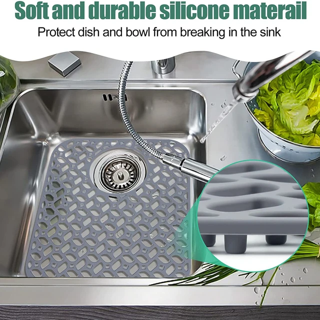 2 Pc Cushion Sink Mat Drain Protector Dishes Draining Non Slip Colors  Kitchen