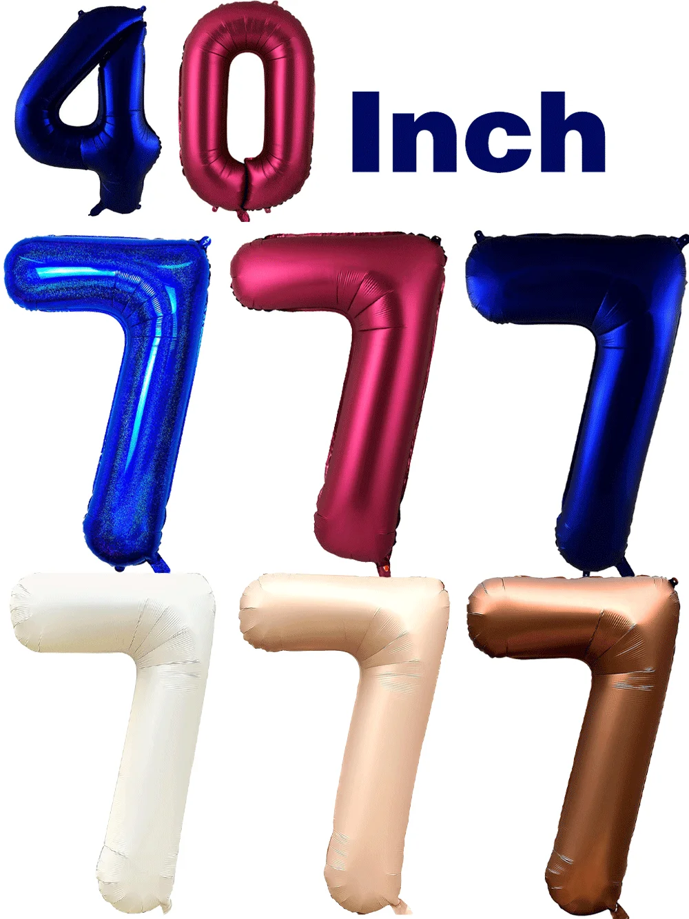 Große Zahlenballons, 40 Zoll, große 7-Ballon, Nummer 1, 2, 3, 4, 5, 6, 7, 8, 9, Geburtstags-Zahlenballons, Bachelorette-Jubiläumsdekoration – Detail 1