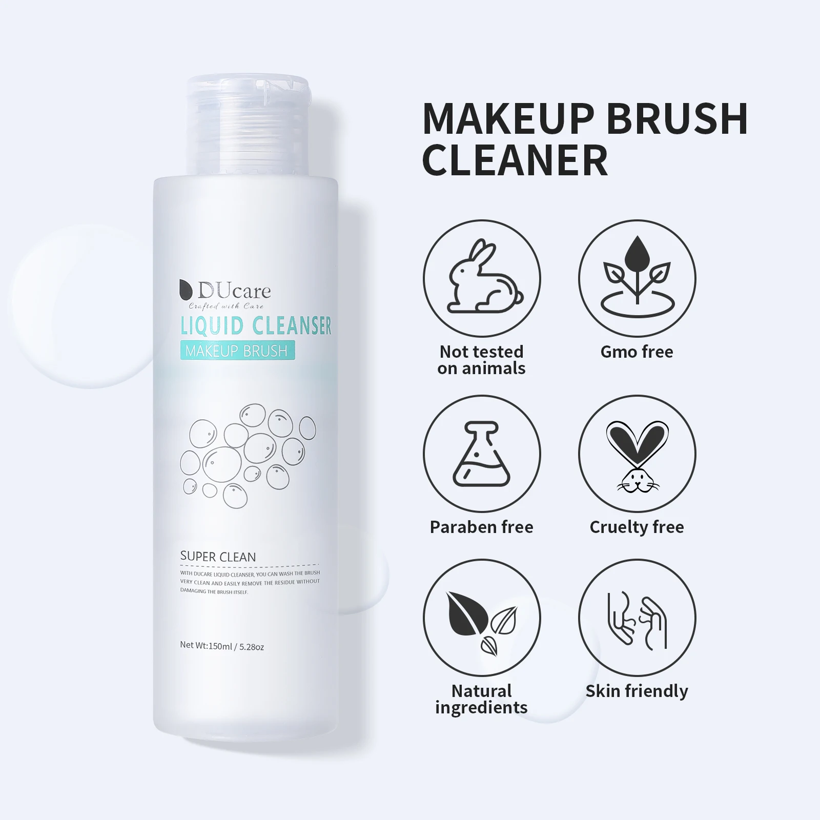 Clean-n-Fresh Makeup Brush Cleaner Set For Brushes, Sponge and Puff 6.8 Fl  Oz,Deep Cleaning Washing Cleanser Shampoo With a Cleaning Mat