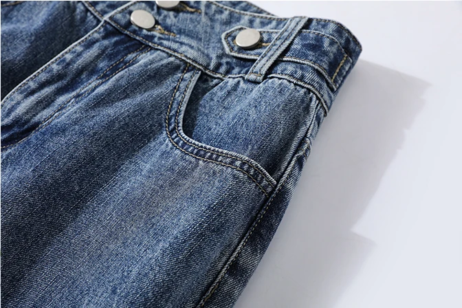 denim jeans Yitimoky High Waist Full length Buttons Zipper Vintage Pants Women Jeans 2022 Spring Wide Leg Pants Straight Jeans Femme jeans jeans women