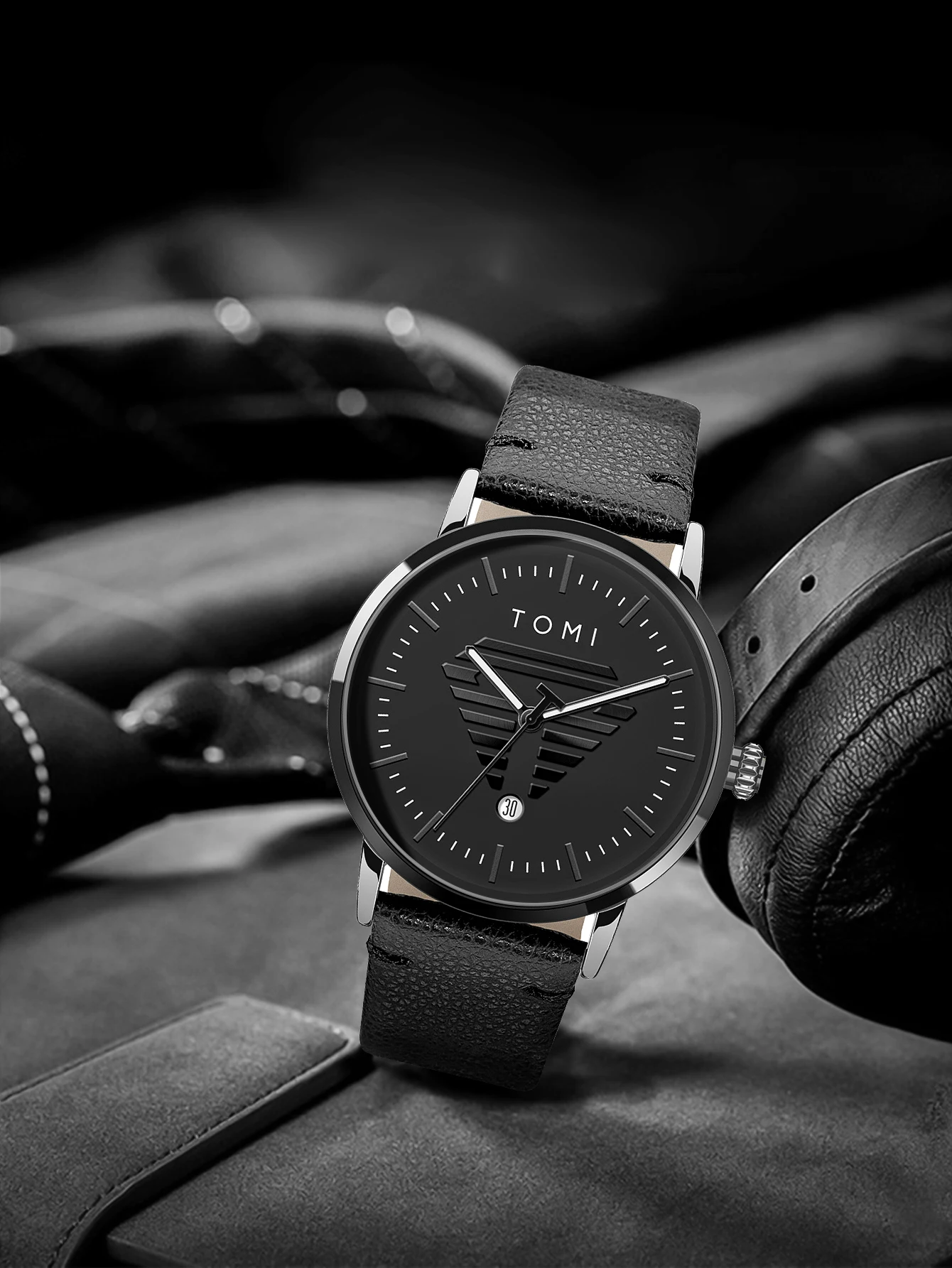 TOMI Men's Watch Minimalist Casual Business Quartz Watch Luxury Fashion Men's Leather Quartz Watch Clock Gift