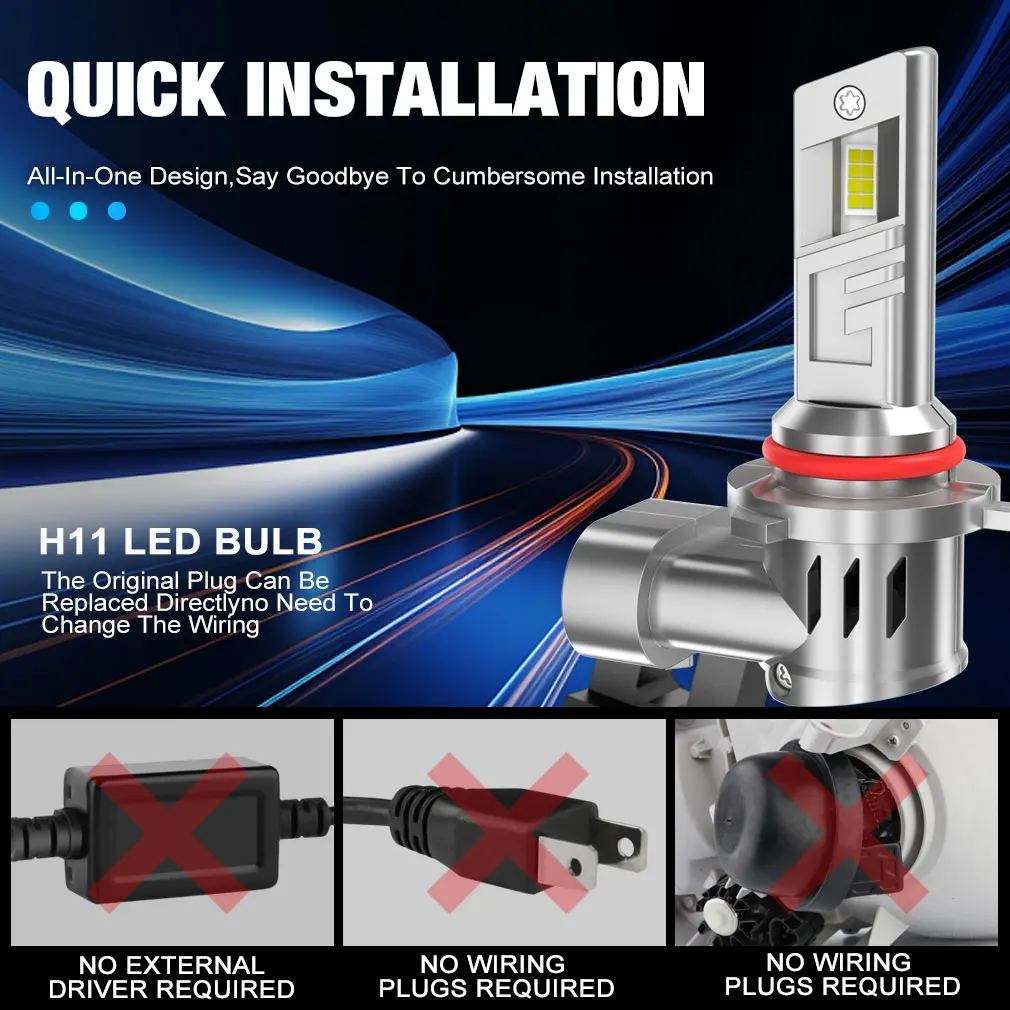 20000LM H8 H11 LED Headlight Bulb 9005 HB3 9006 HB4 Headlight Fog Light Canbus Mini 16pcs 3570 CSP for Car 12V Auto Lamp led lights led bulbs led headlights led car lights led car headlights car headlamps