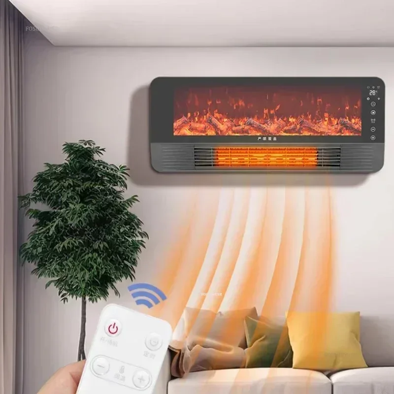 Modern Fireplace Heater Warm Fan Floor Wall-Mounted Simulation Flame Remote Control Electric Fireplace Desktop Blowing Heat