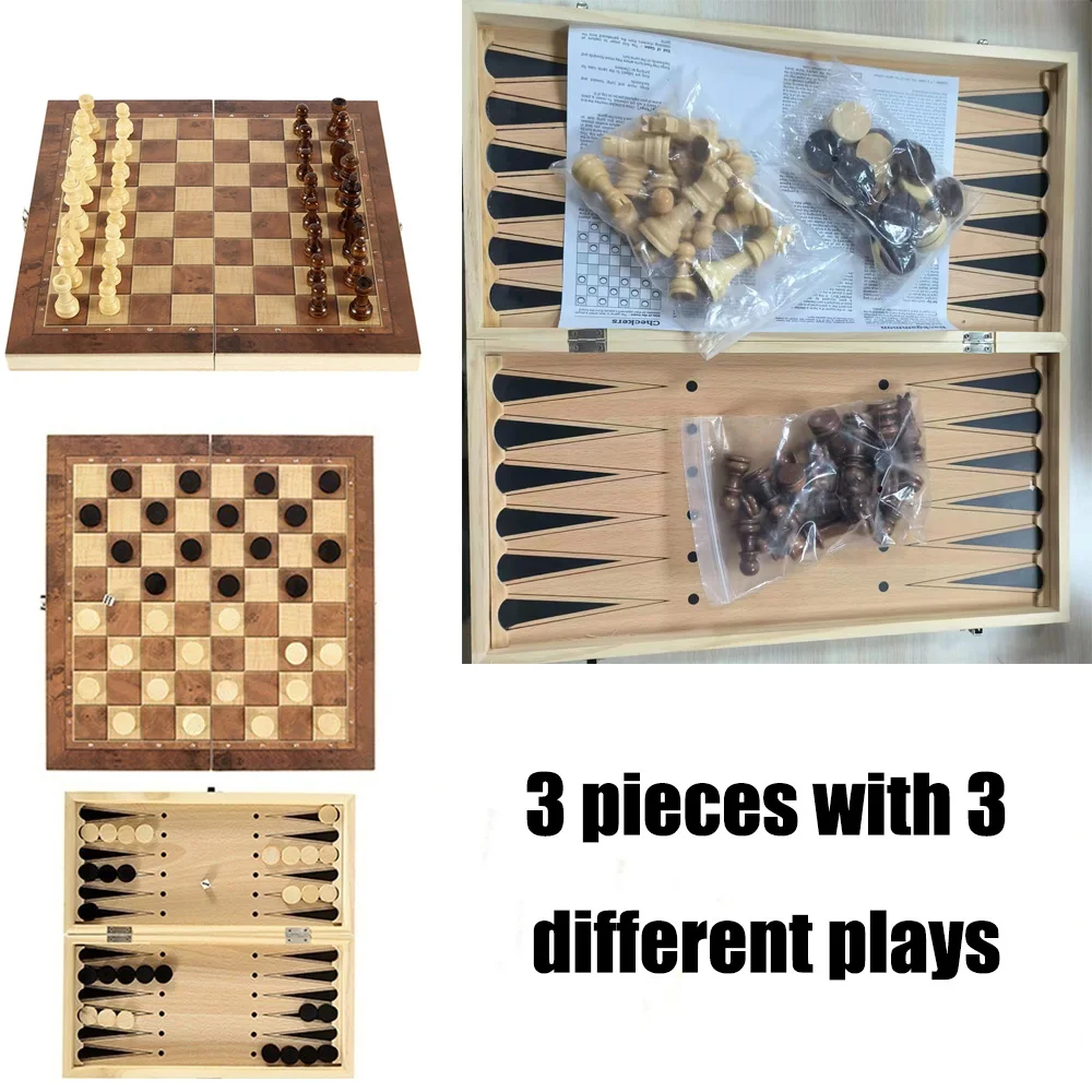 

3 In 1 Board Party Table Games Dice Chess Backgammon Board Entertainment Travel Games Checkers Chess