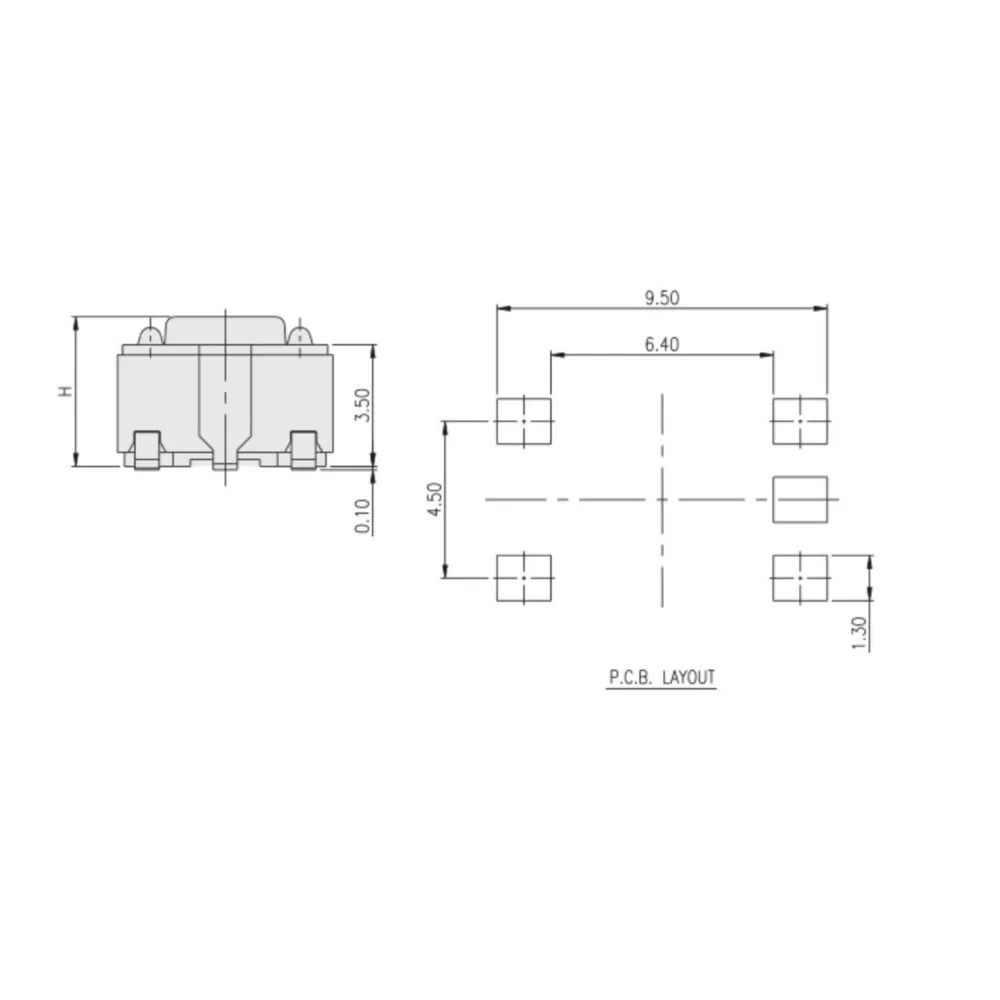 20Pcs Taiwan 100gf High-life Patch 5-foot Switch 6*6*4.3 Key Switch Button Point Micro-touch Tact