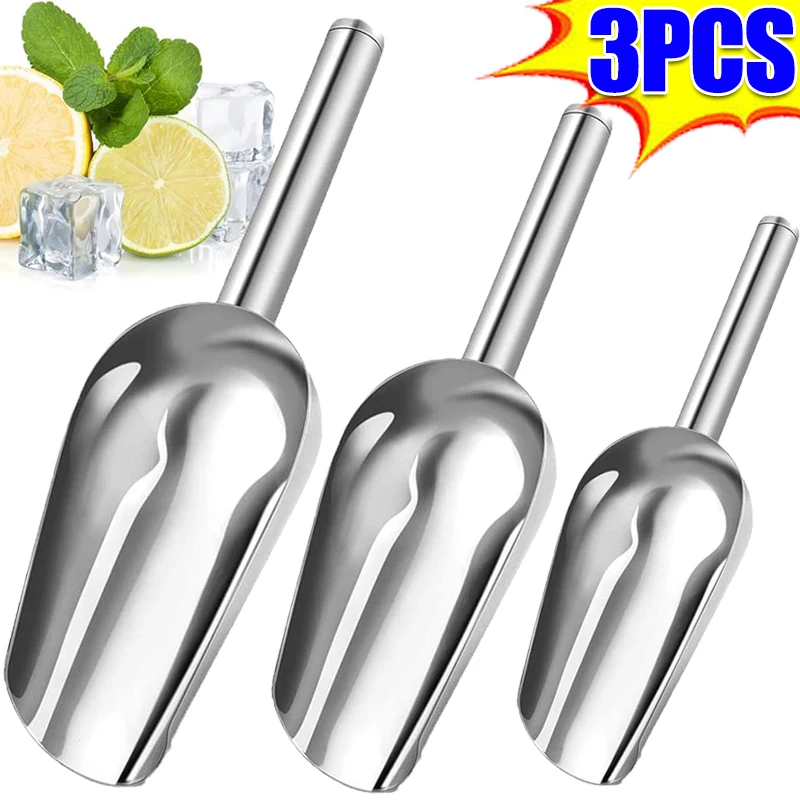 3/1Pcs Stainless Steel Ice Shovel Multi-use Grain Coffee Beans Scraper Candy Food Scoop Measuring Spoon Bar Kitchen Gadgets