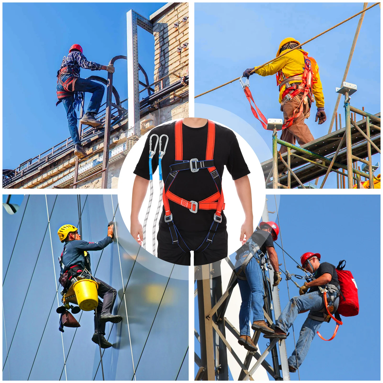 Safety Roofing Harness with Hook Chest Waist Crotch Adjustment Safety Belt for Air-conditioning Installation safety harnesses