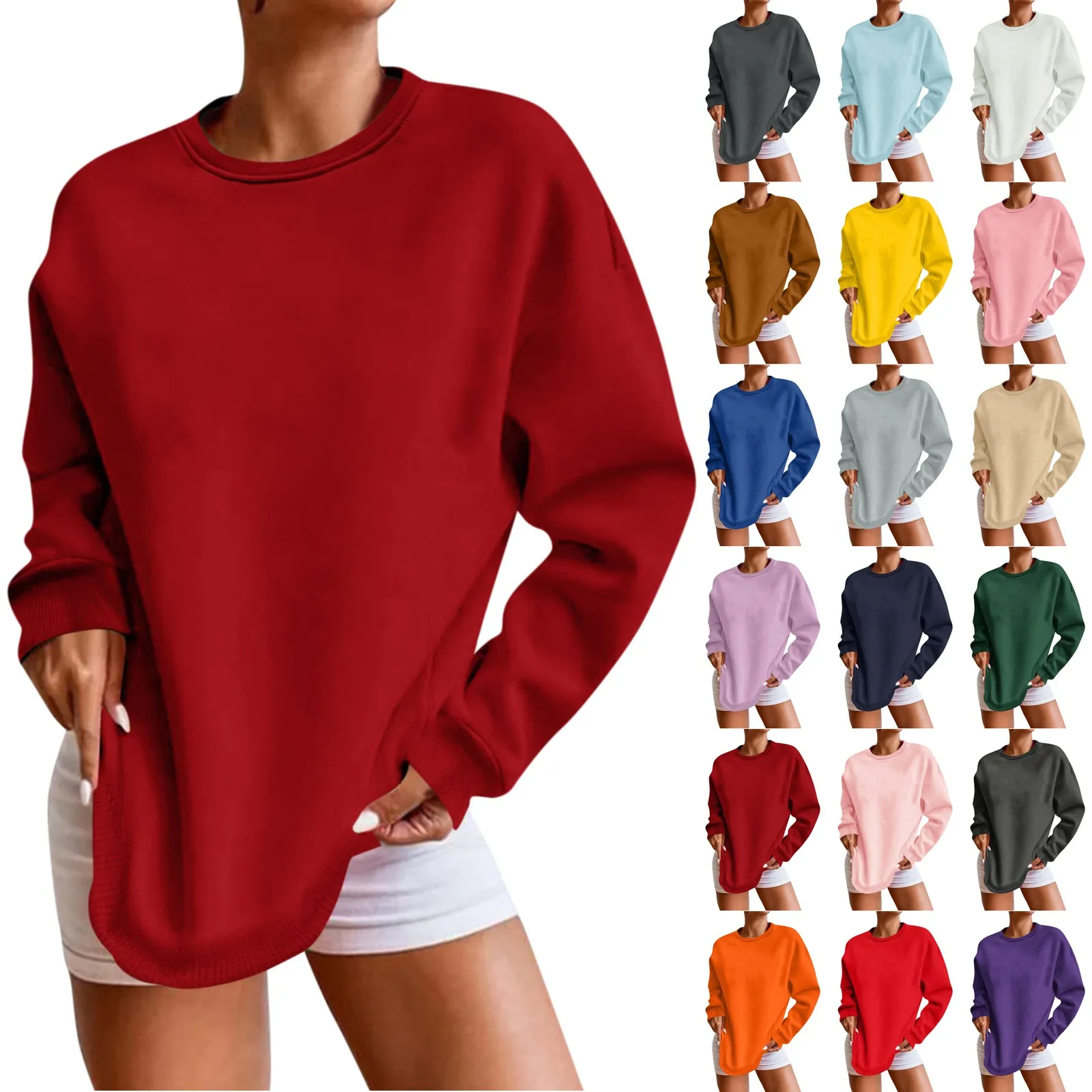 

Sweatshirts For Woment Long Sleeve Cute Tops Loose Fit Crewneck Pullover Blouse Comfortable Minimalist Sweatshirts High-Quality