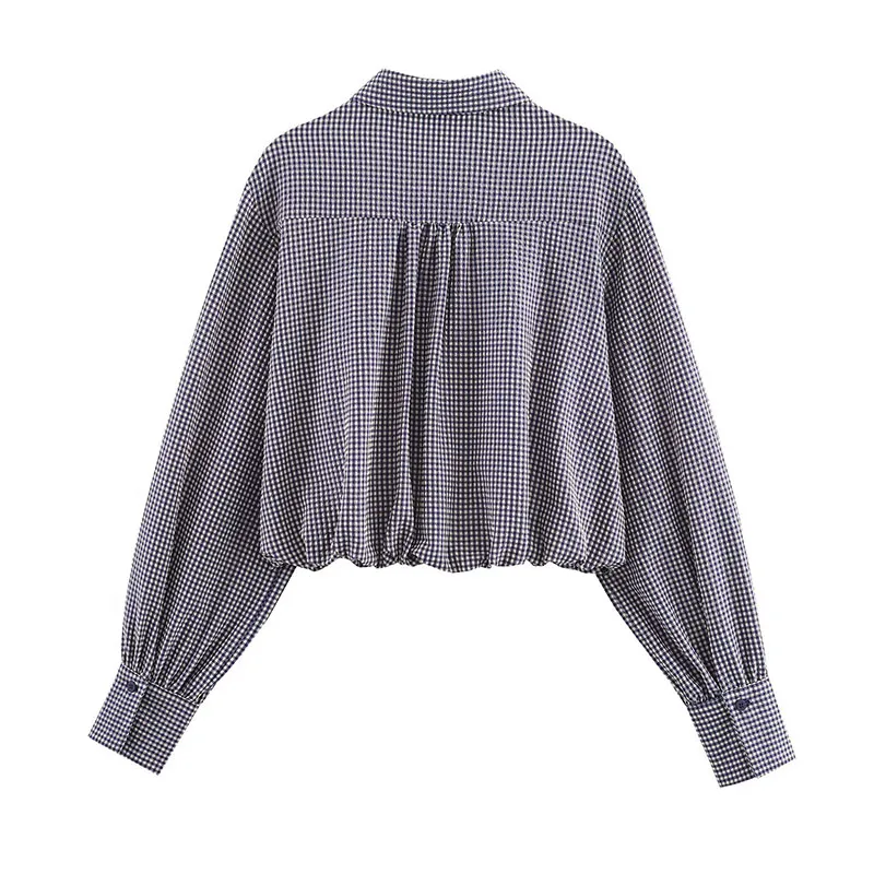 Chic Fashion Check Shirts for Women 2025 New Long Sleeve Shirt Women's Casual Simple Style Short Shirt And Blouse Tops