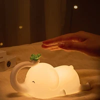 Children Silicone Night Light Cute Elephant Baby Dimmable Timed Sleeping Night Lamp for Bedside Bedroom Decoration Gift Birthday 1