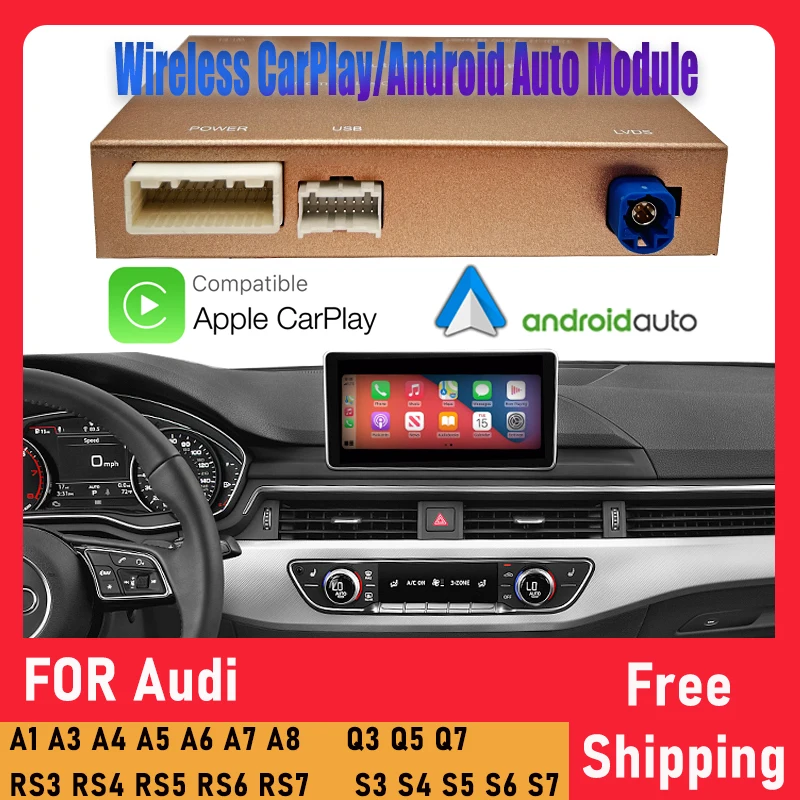 Android Auto & Apple Carplay Audi A5 B9 Boitier Adaptateur Sans Fil Wifi  USB Module Pour Ecran Autoradio Voiture D'origine