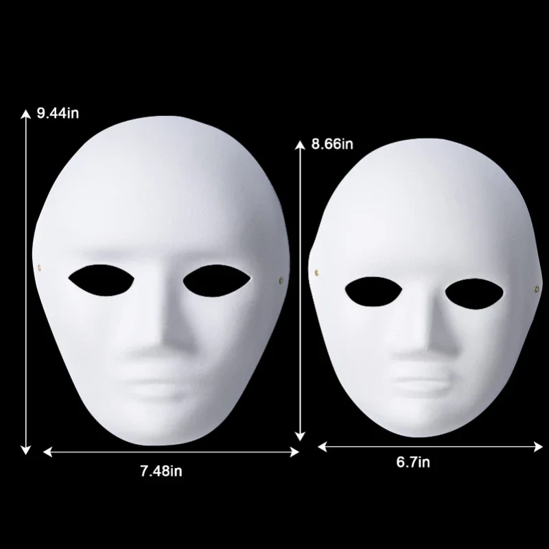 DIY Full Face Masks Paper Blank Halloween Cosplay Cat Paintable Couple Half Animal Mache Party Mardiup Craft 1-10Pcs