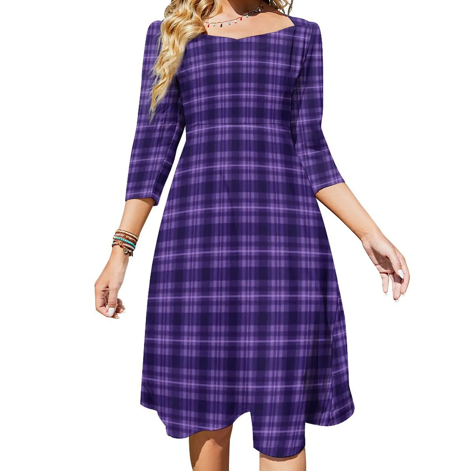 

Purple Plaid Dress Summer Sexy Retro Check Print Beach Dresses Female Street Fashion Oversized Casual Dress Birthday Gift