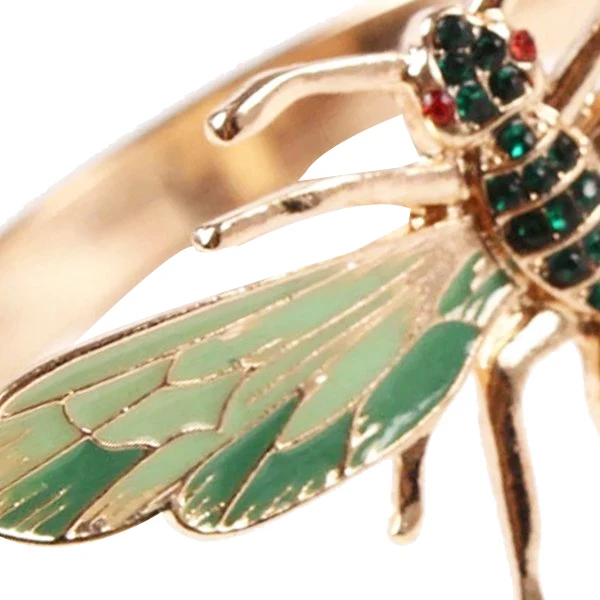 12Pcs Dragonfly Napkin Buckle Napkin Ring Alloy Green Insect Dragonfly Drip Diamond Buckle Paper Towels Holder napkin ring