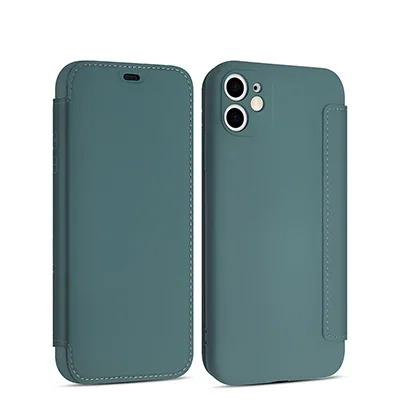 thumbnail image 1 of Funda de silicona líquida con tapa de cuero para iPhone 16 Pro Max 14 12 13 11 15 X XR XS Plus SE2022 Funda protectora de lentes con tapa tipo libro, 1 of 5