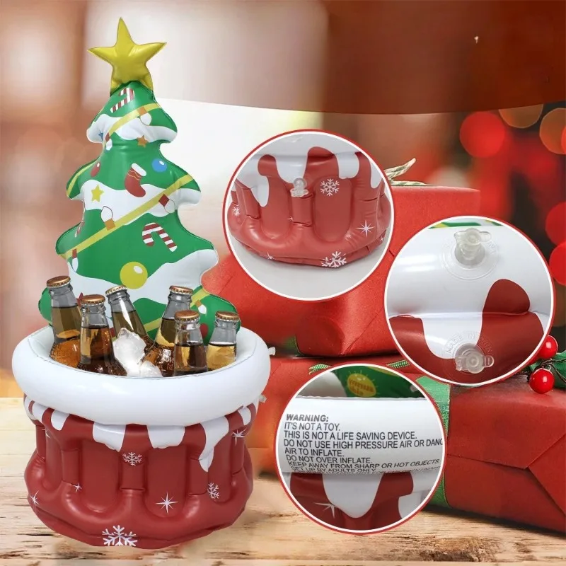 Christmas Tree Inflatable Ice Bucket - Outdoor Drink Cooling Storage, Festive Beverage Chiller for Holiday Party  Decor