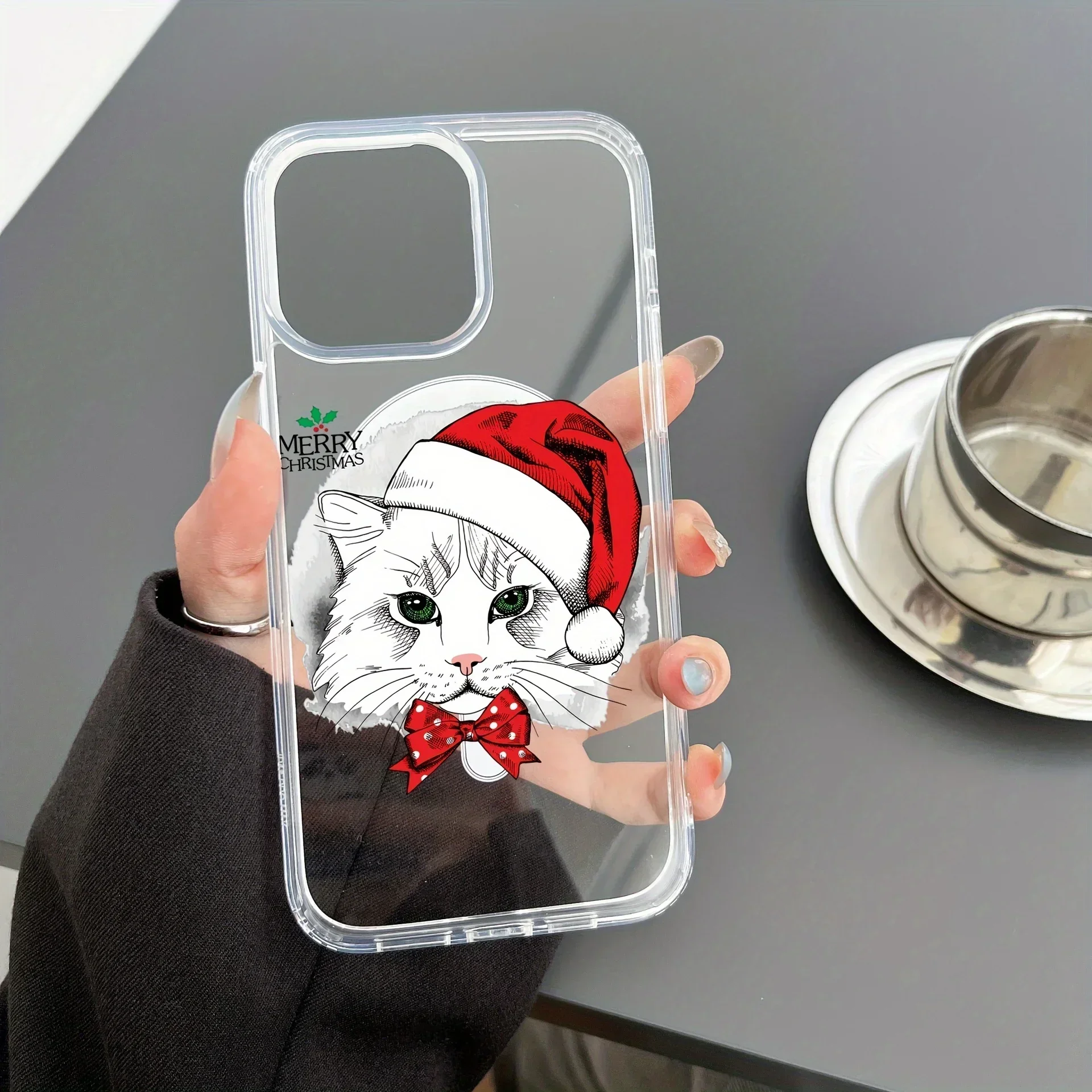

Cute Cat Christmas Gentleman Cat MERRY CHRISTMAS Mobile Phone Case for Iphone 15 Pro Max Acrylic A52